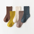 5 Pairs Ribbed Solid Cotton Toddler Knitted Socks