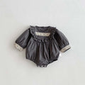 Retro Checkered Lace Detail Romper