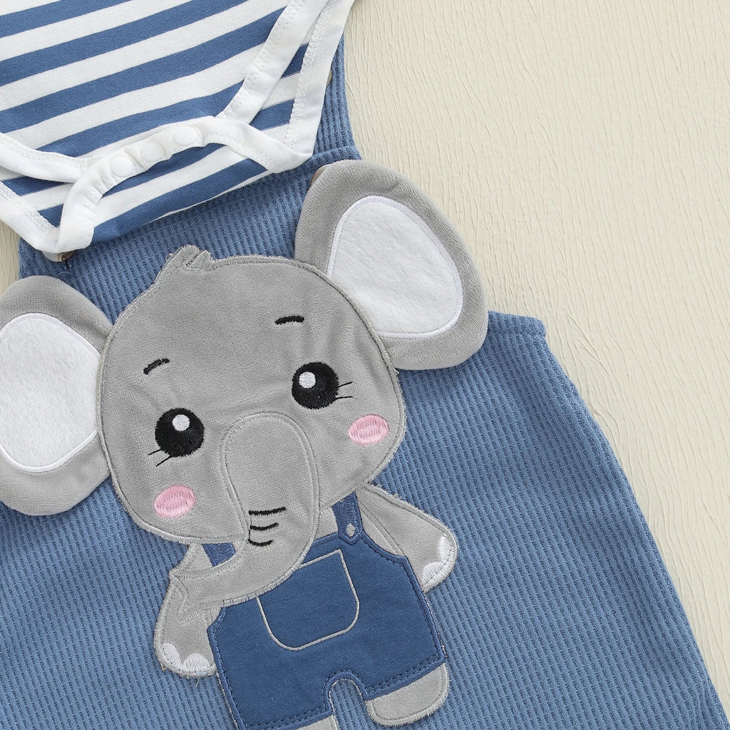 Elephant Overalls Jumpsuit Set