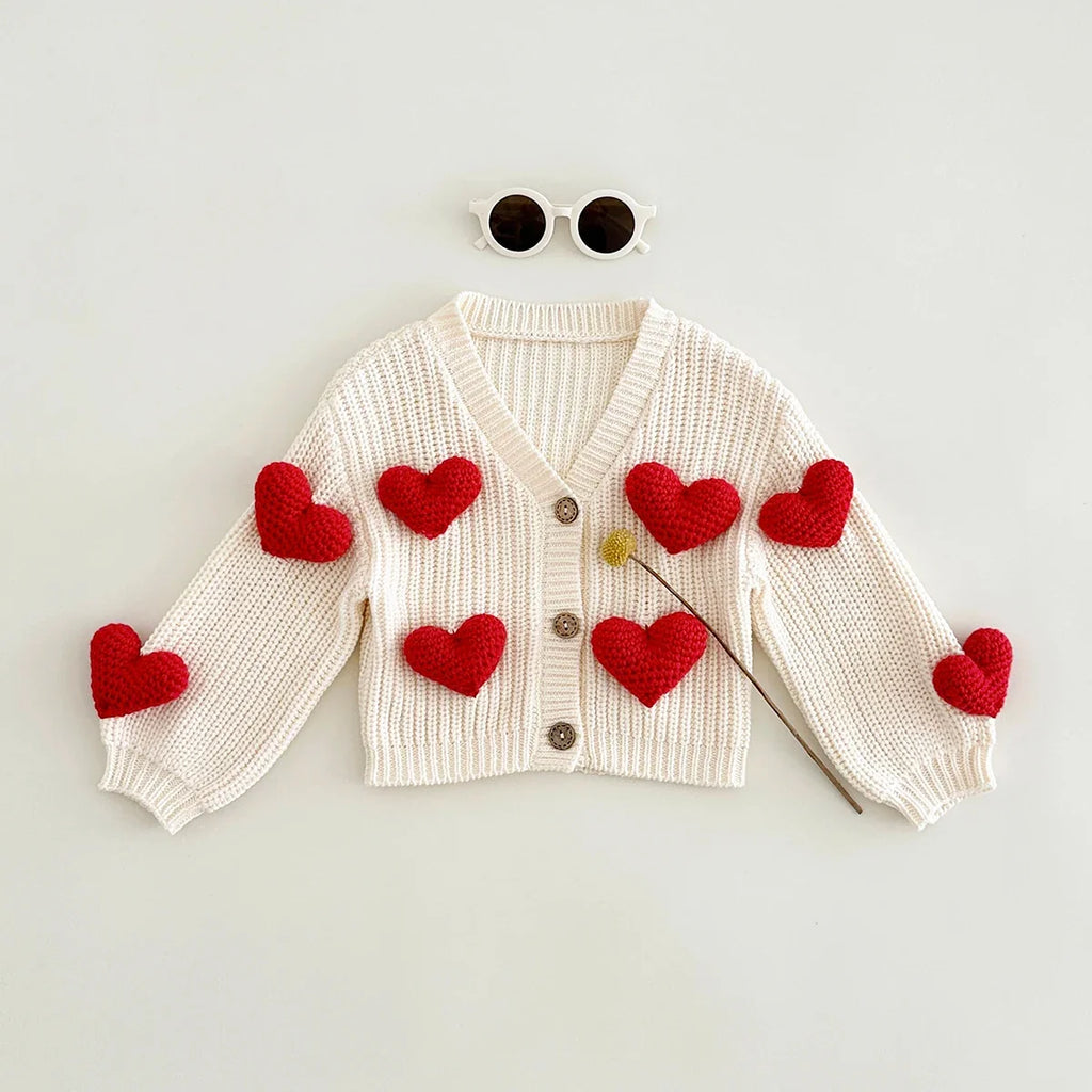 3D Sweet heart Cardigan Sweater