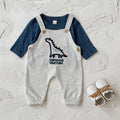 Embroidered Dinosaur Suspender Jumpsuit