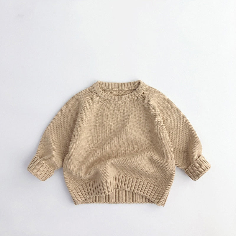 Solid Cotton Round Neck Sweater