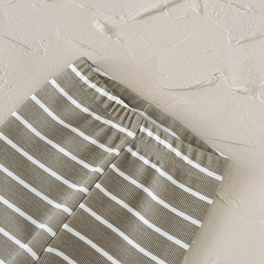 Floral Embroidered Top Striped Pant Set