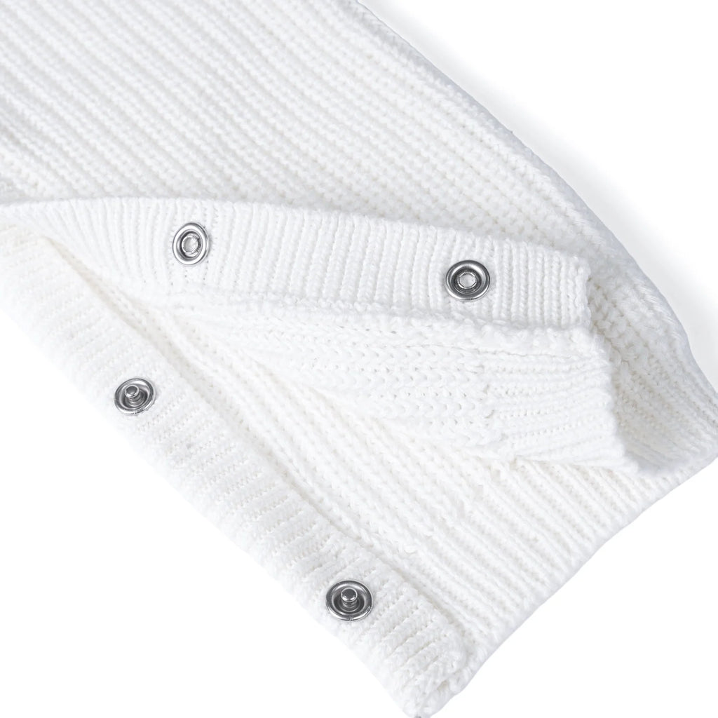 Baby Knit Romper Snap Closure in White