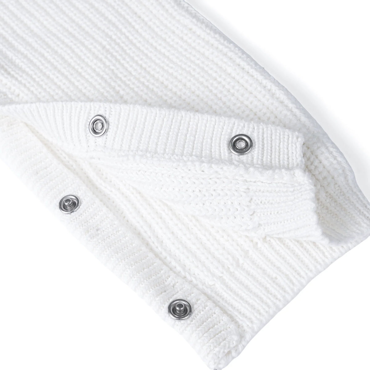 Baby Knit Romper Snap Closure in White