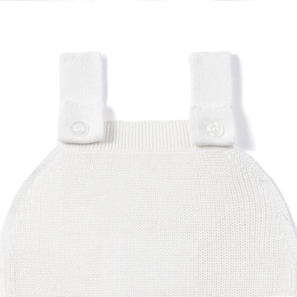 Baby Knit Button Strap Romper in White
