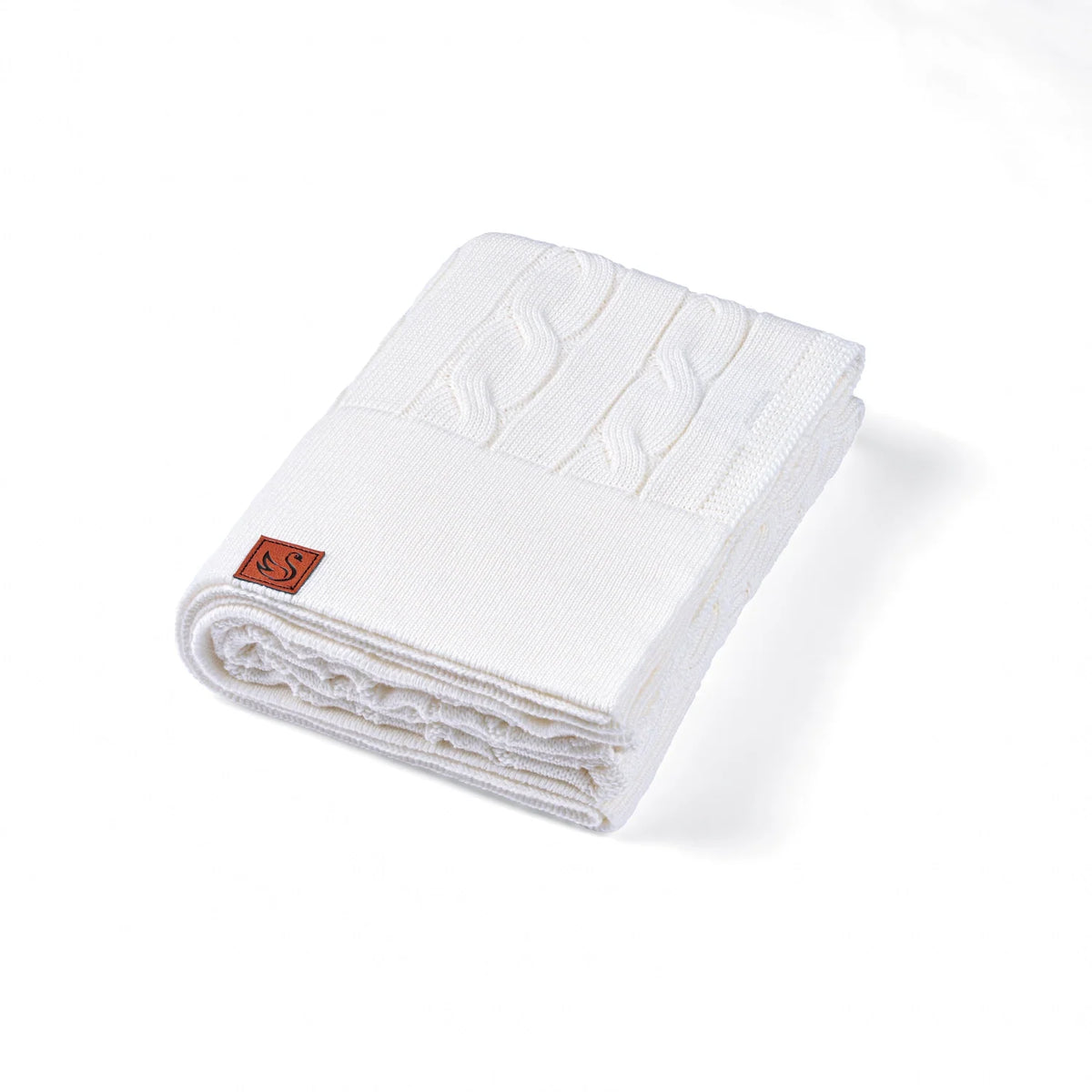Cable Knit Baby Blanket in White