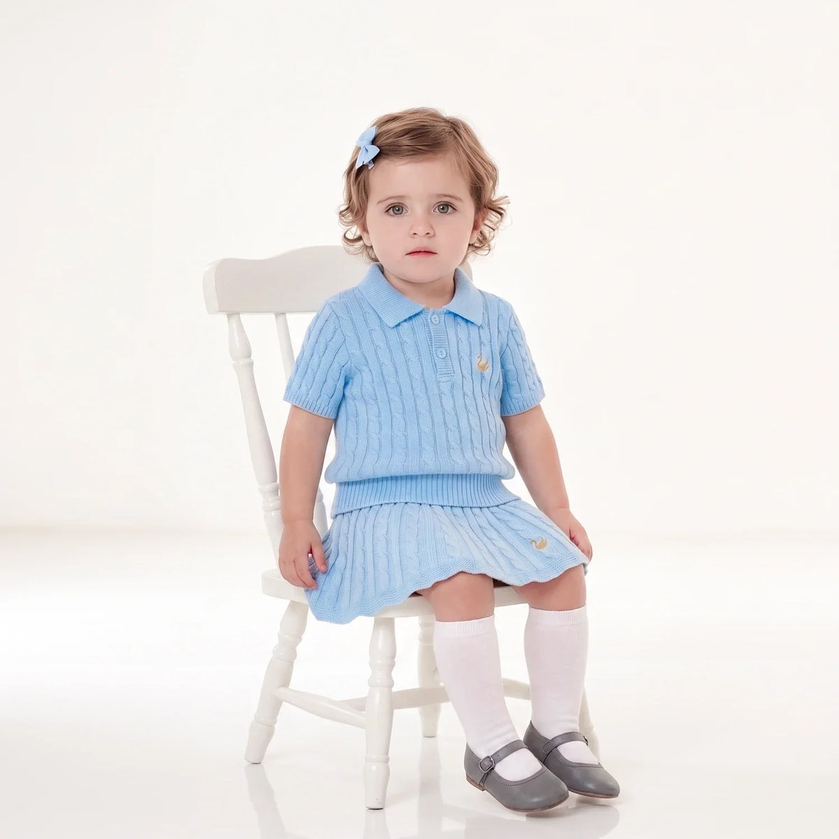 Cable Knit Skirts in Baby Blue