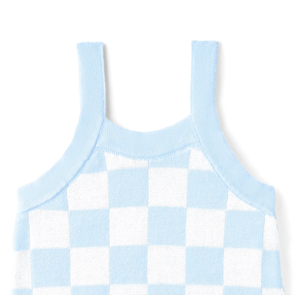 Blue Checker Baby Knit Playsuit
