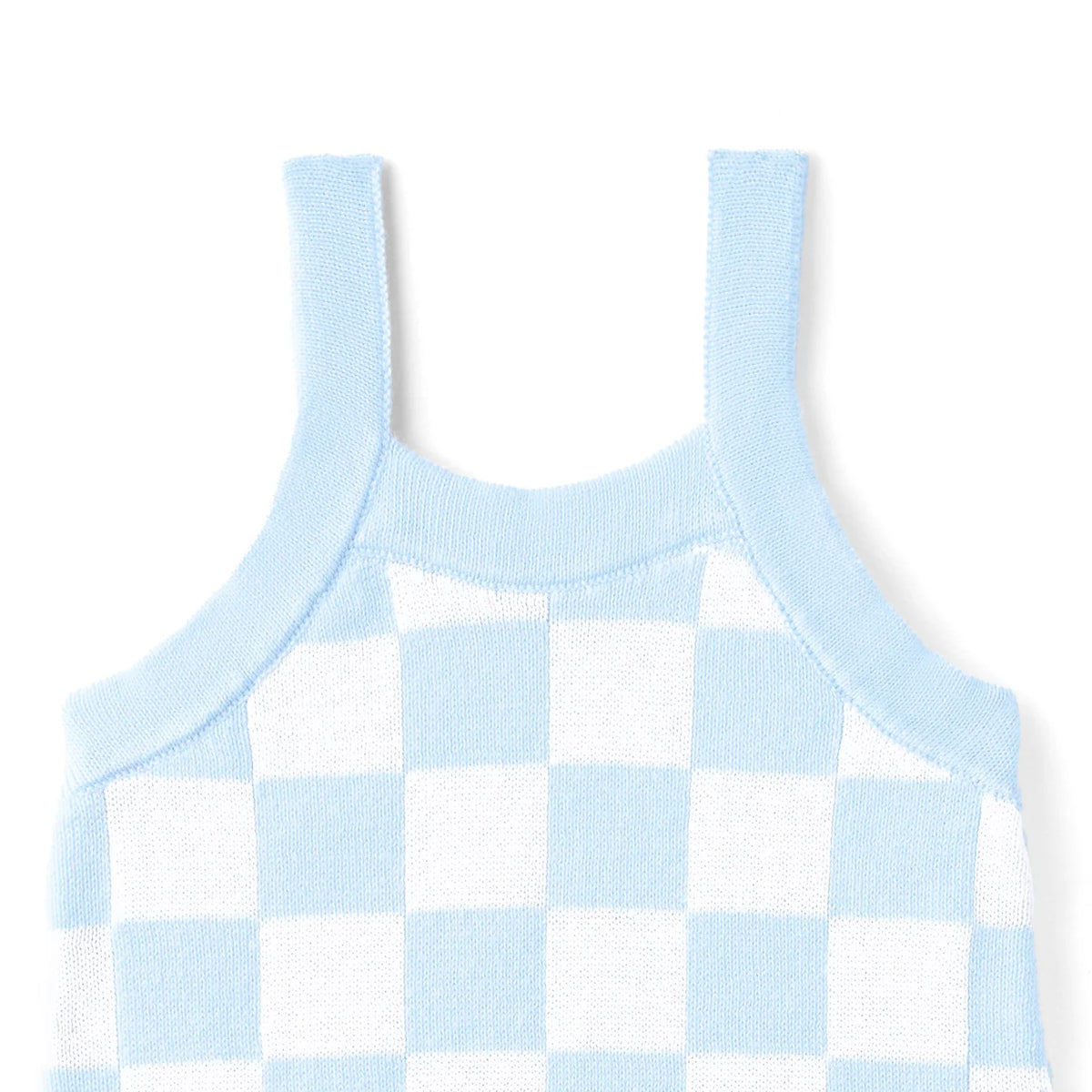 Blue Checker Baby Knit Playsuit