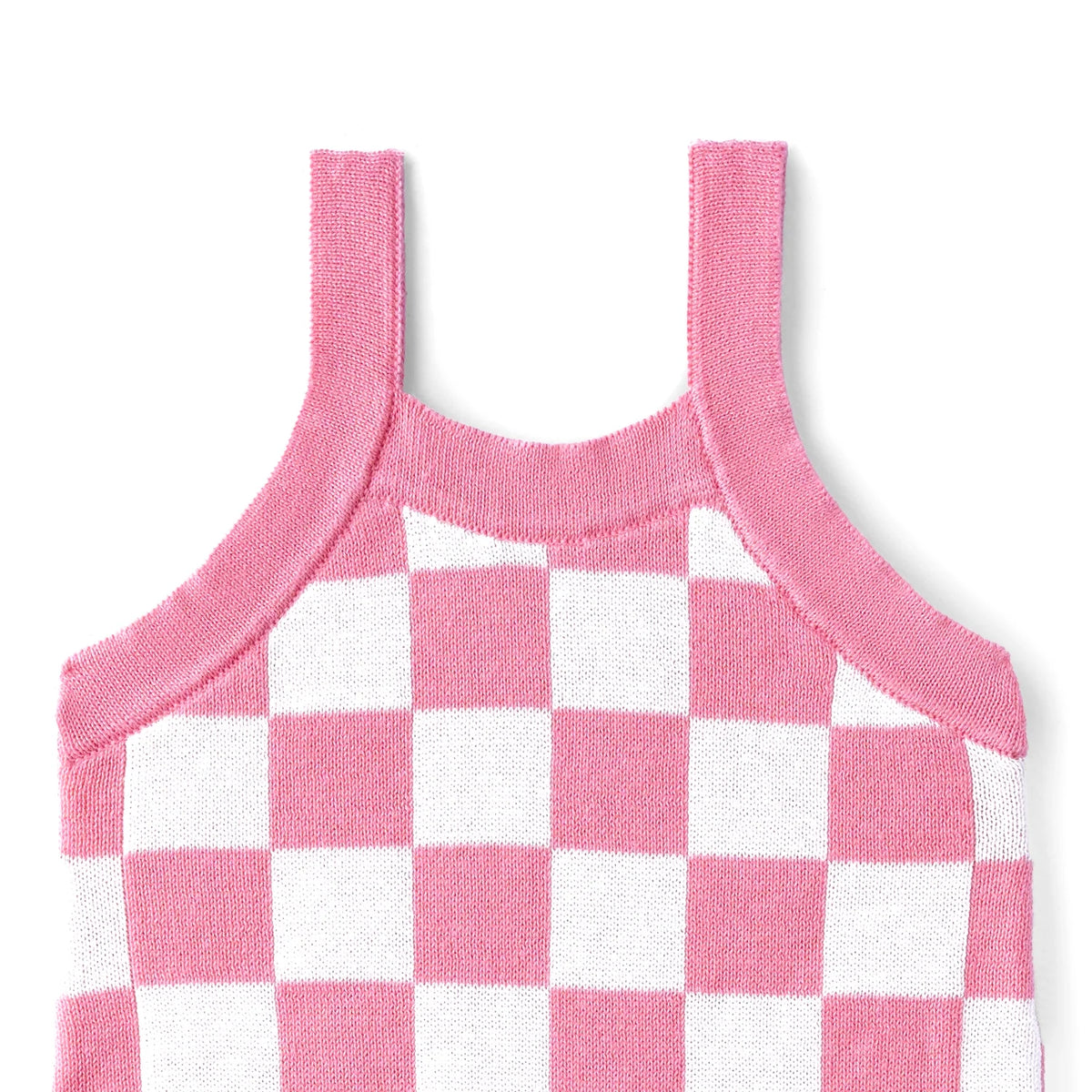 Pink Checker Baby Knit Playsuit