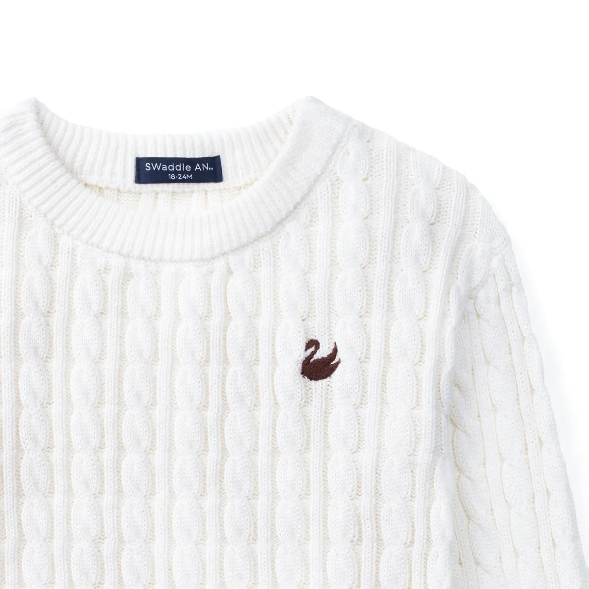 Classic Cable Knit Baby Sweater in White