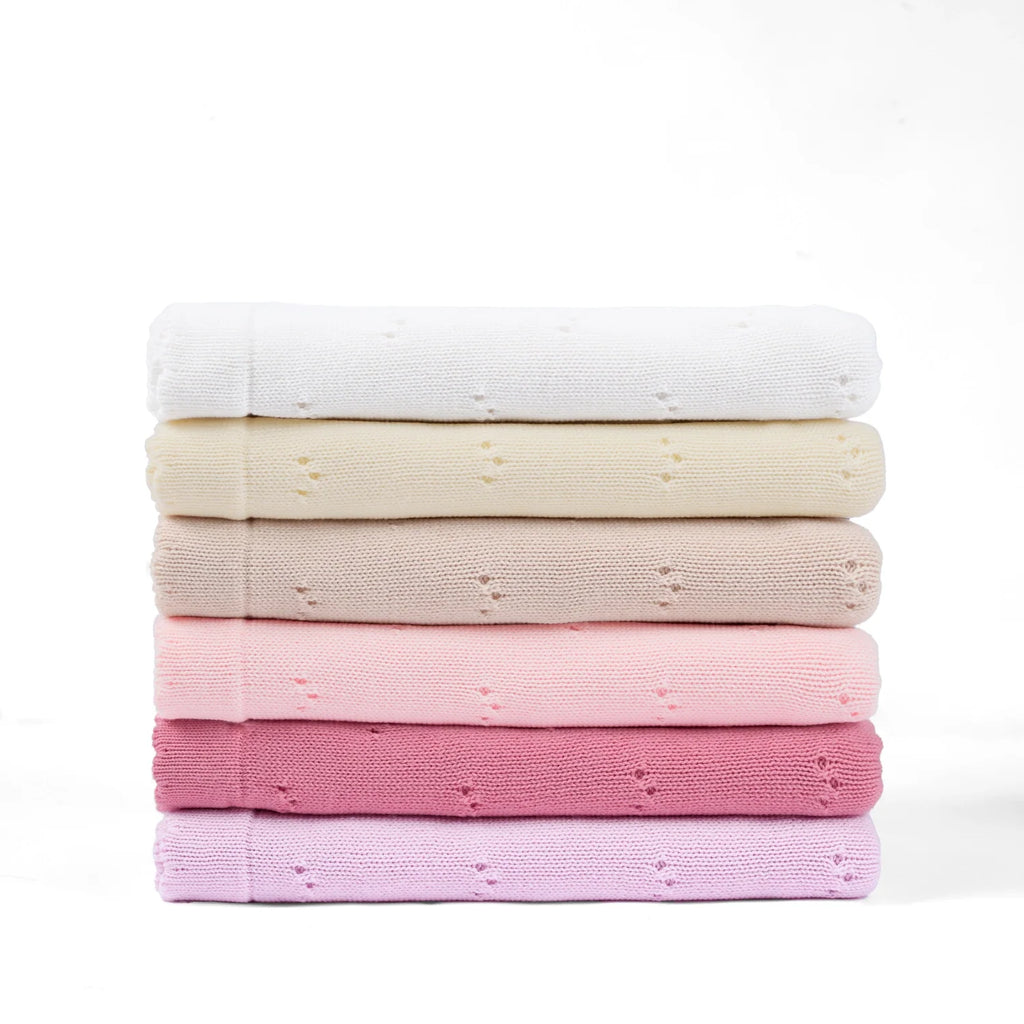 Pointelle Baby Knit Blanket in White