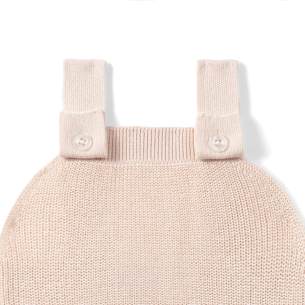 Baby Knit Button Strap Romper in Beige