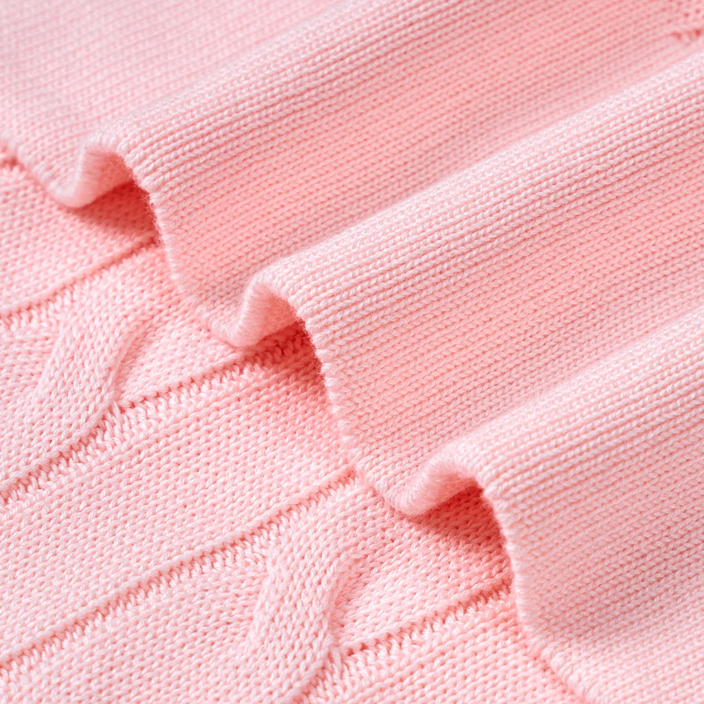 Cable Knit Baby Blanket in Pink