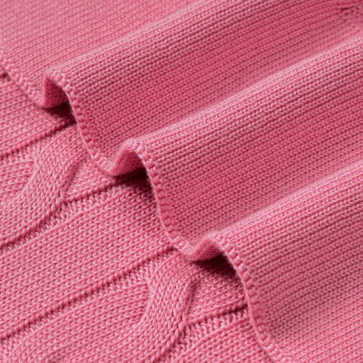 Cable Knit Baby Blanket in Rose Pink