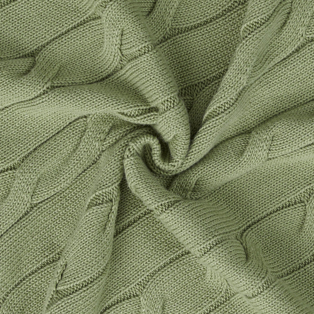 Cable Knit Baby Blanket in Sage Green