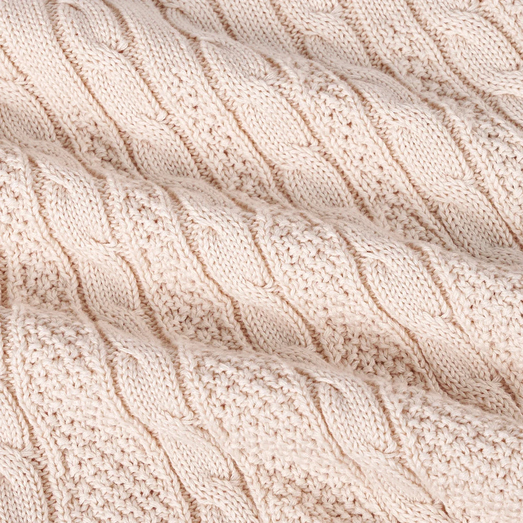 Cable Knit Polo Dress in Beige