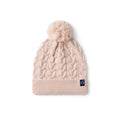 Cable Knit Pom Beanie in Beige