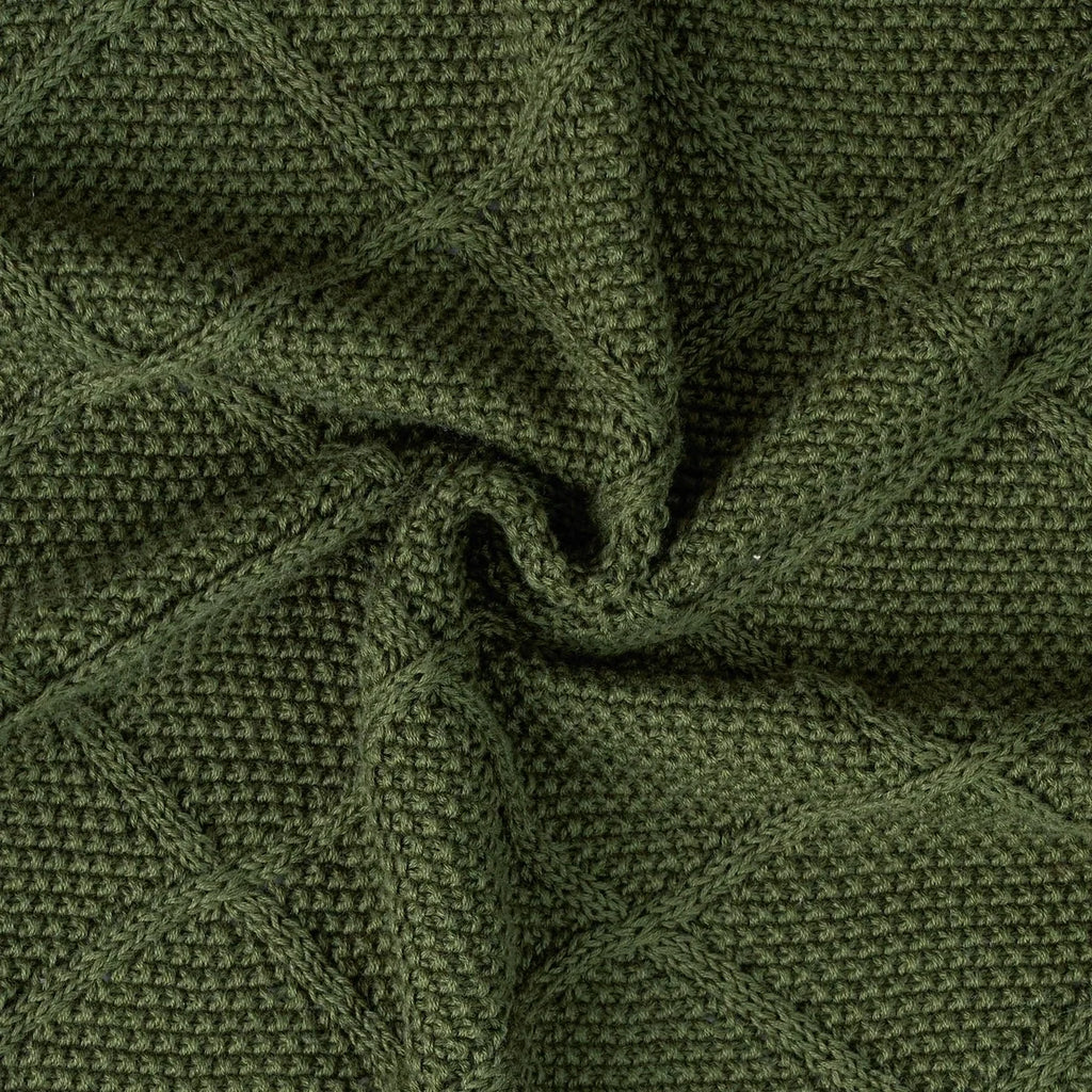 Diamond Stitch Baby Knit Blanket in Forest Green
