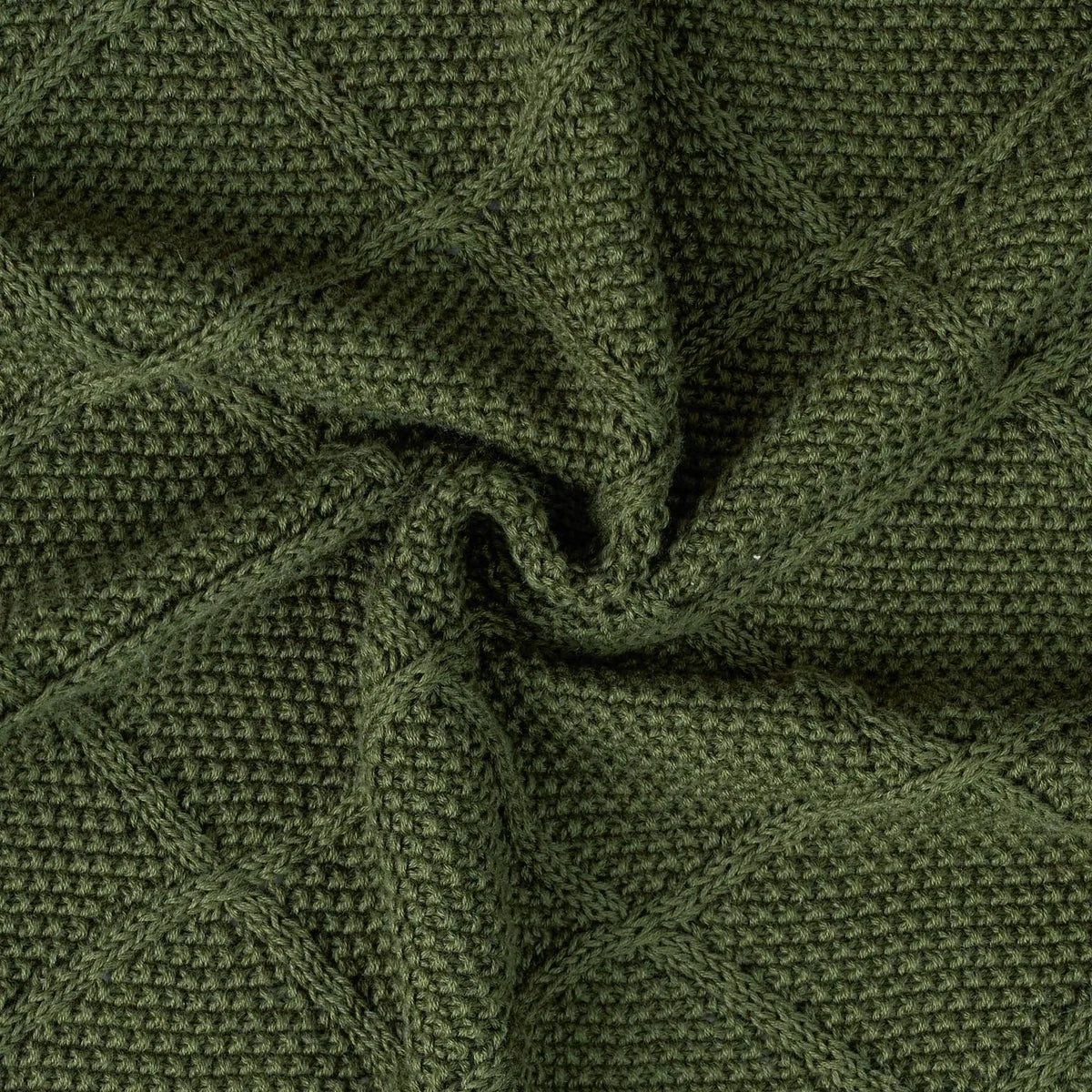 Diamond Stitch Baby Knit Blanket in Forest Green