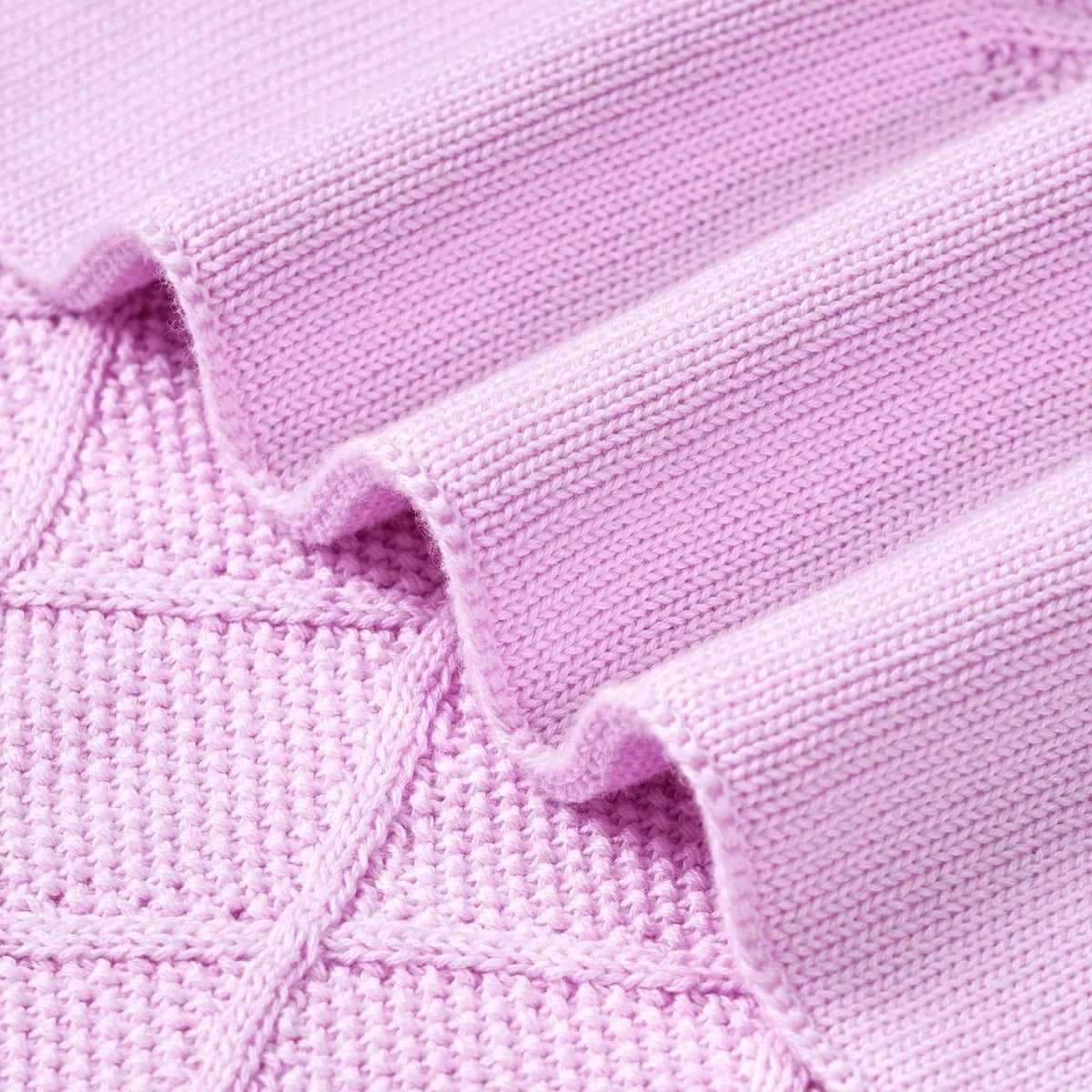 Diamond Stitch Baby Knit Blanket in Lilac