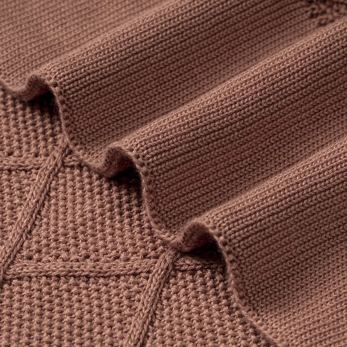 Diamond Stitch Baby Knit Blanket in Mocha
