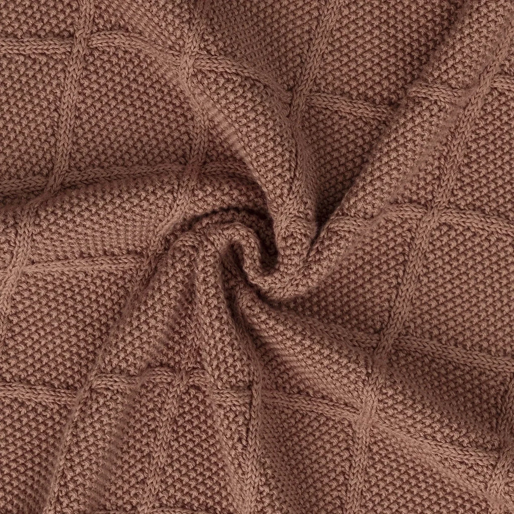 Diamond Stitch Baby Knit Blanket in Mocha