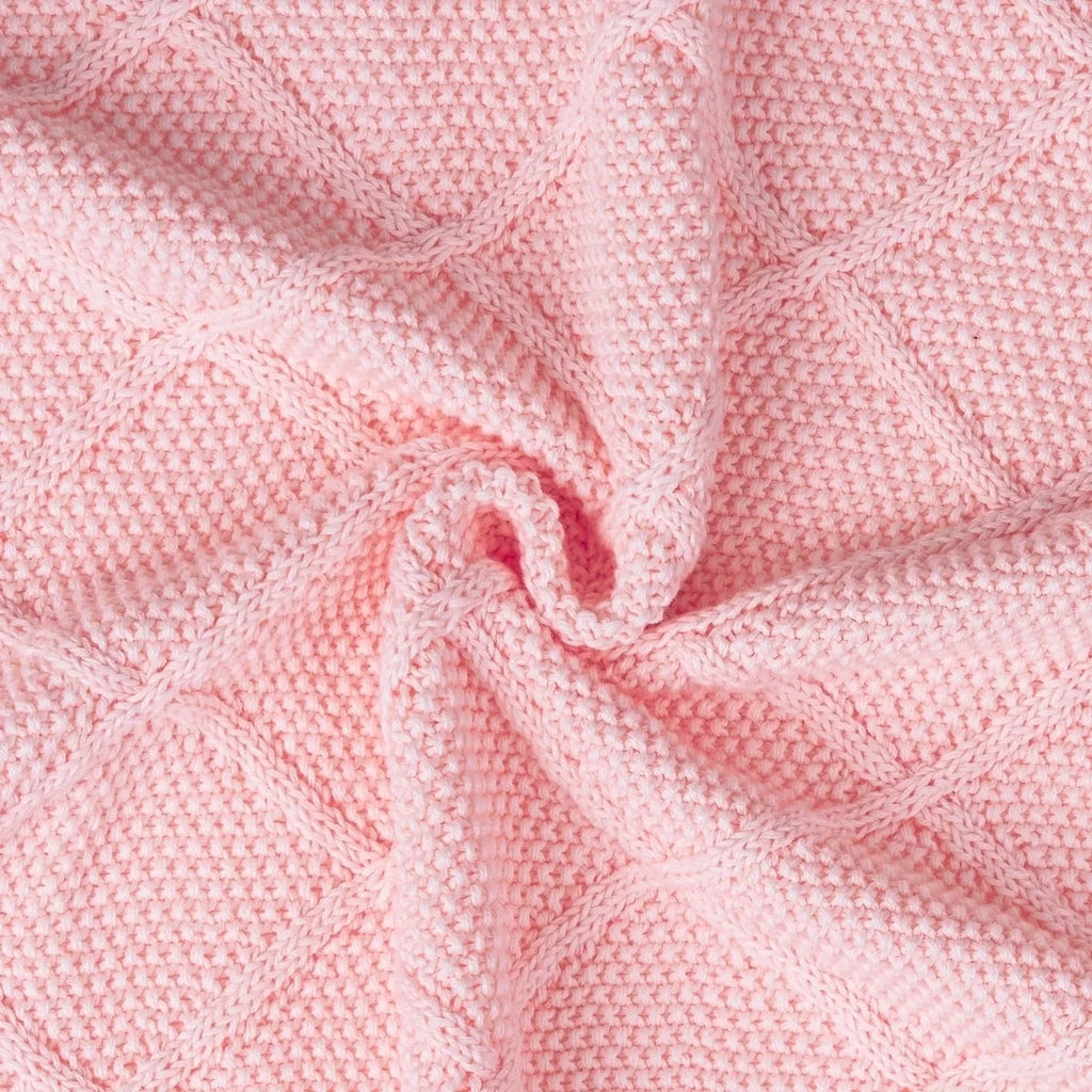 Diamond Stitch Baby Knit Blanket in Pink