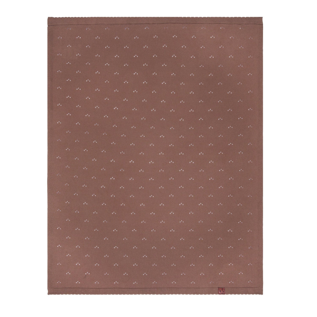 Pointelle Baby Knit Blanket in Mocha