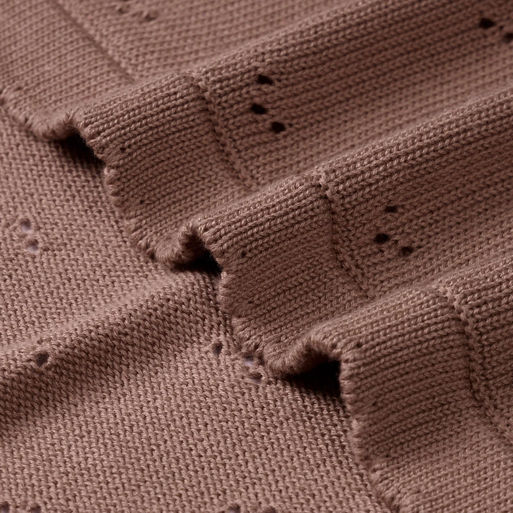 Pointelle Baby Knit Blanket in Mocha