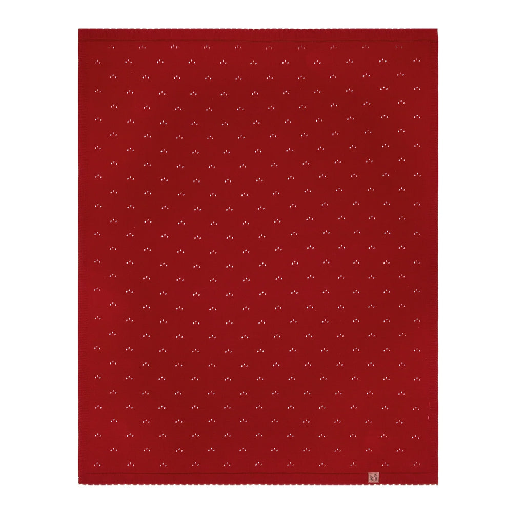 Pointelle Baby Knit Blanket in Red Xmas