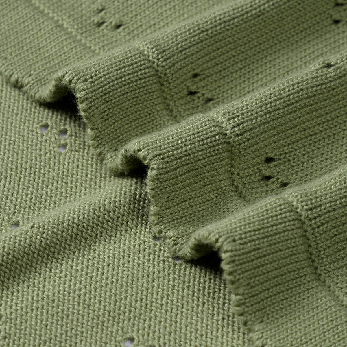 Pointelle Baby Knit Blanket in Sage Green