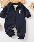 Letter C Print Long Sleeve Jumpsuit