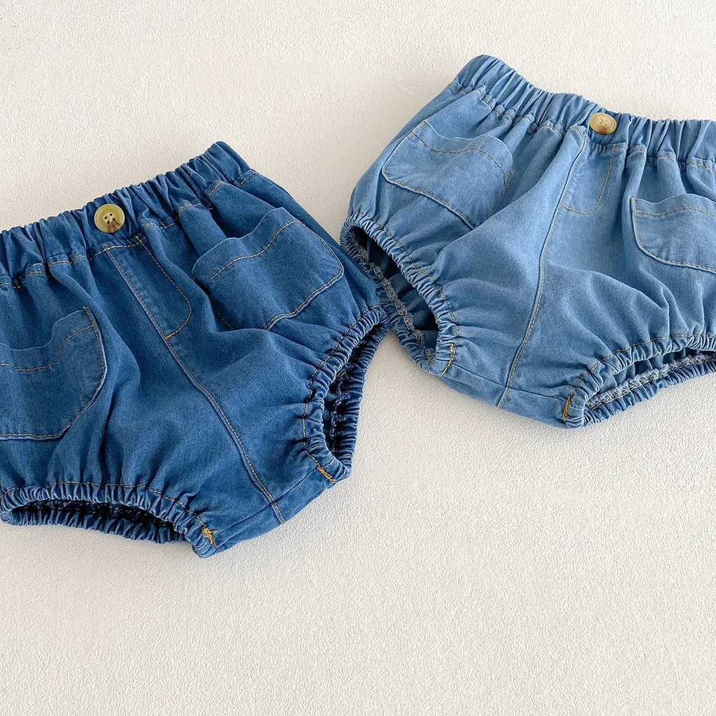 Pocketed Denim Bloomer Shorts