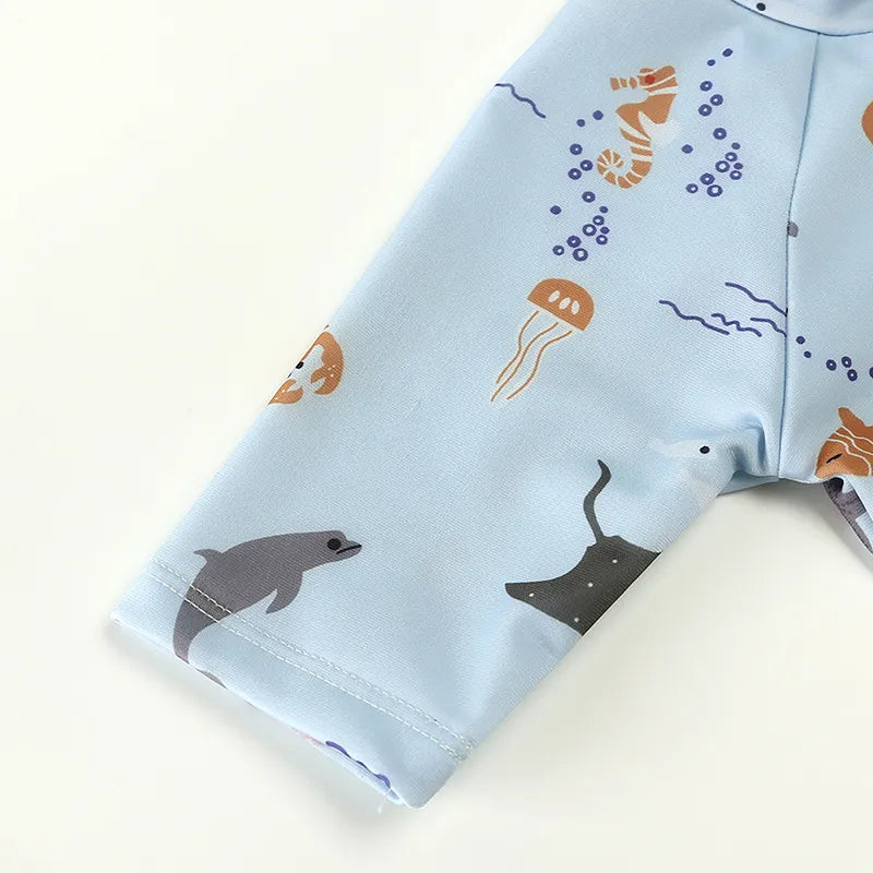 Boys Printed Zip Up Swimsuit
