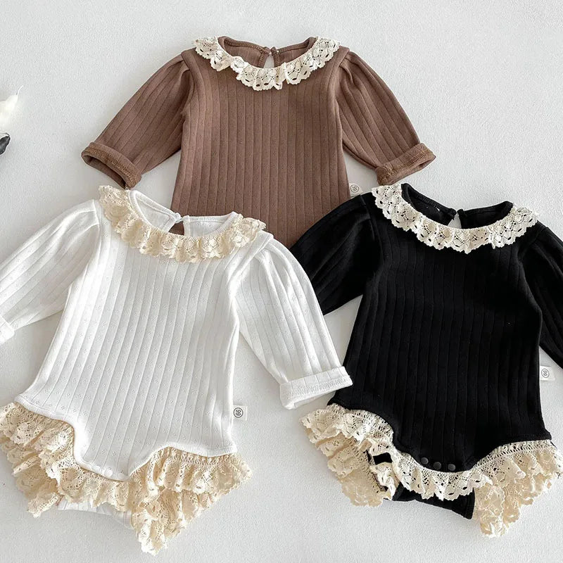 Lace Trim Long Sleeve Bodysuit