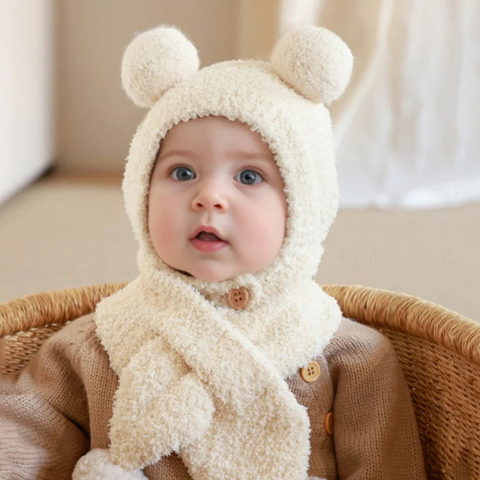 Fleece Pom Pom Scarf Hat