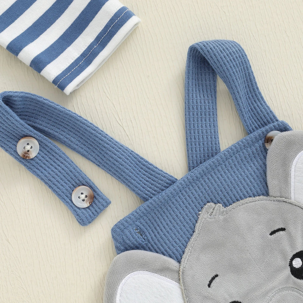 Elephant Overalls Jumpsuit Set