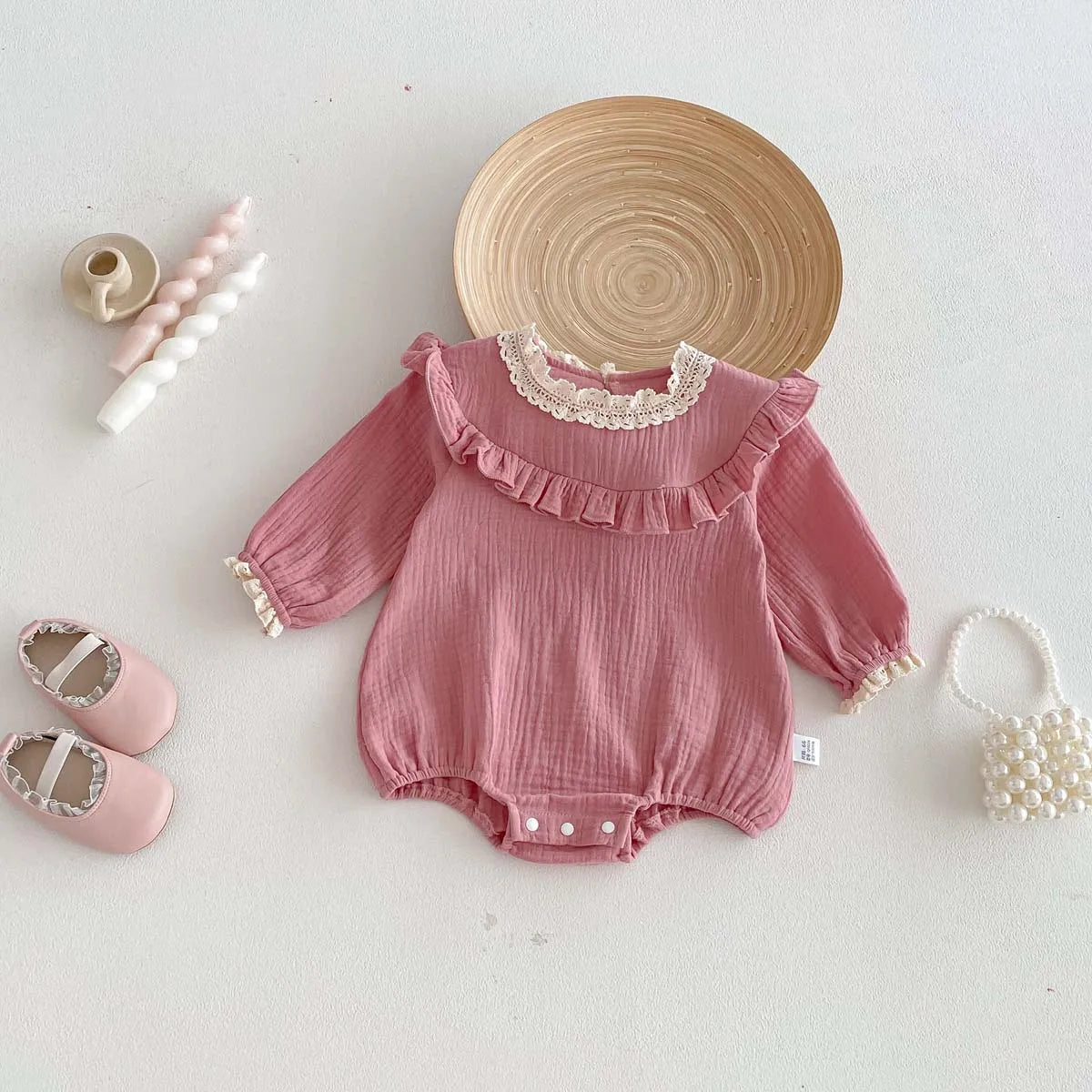 Pink Lace Collar Romper
