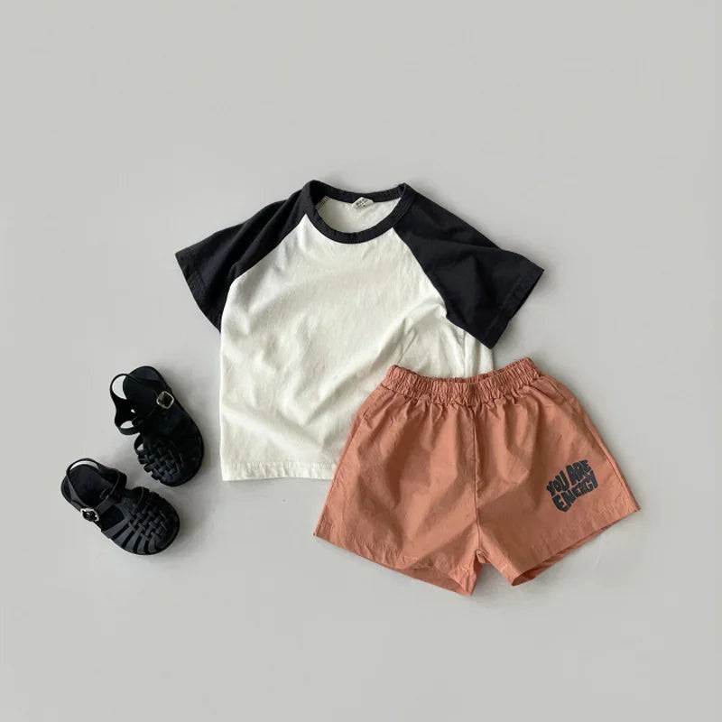 Color-Block Cotton Short Sleeve T-Shirt