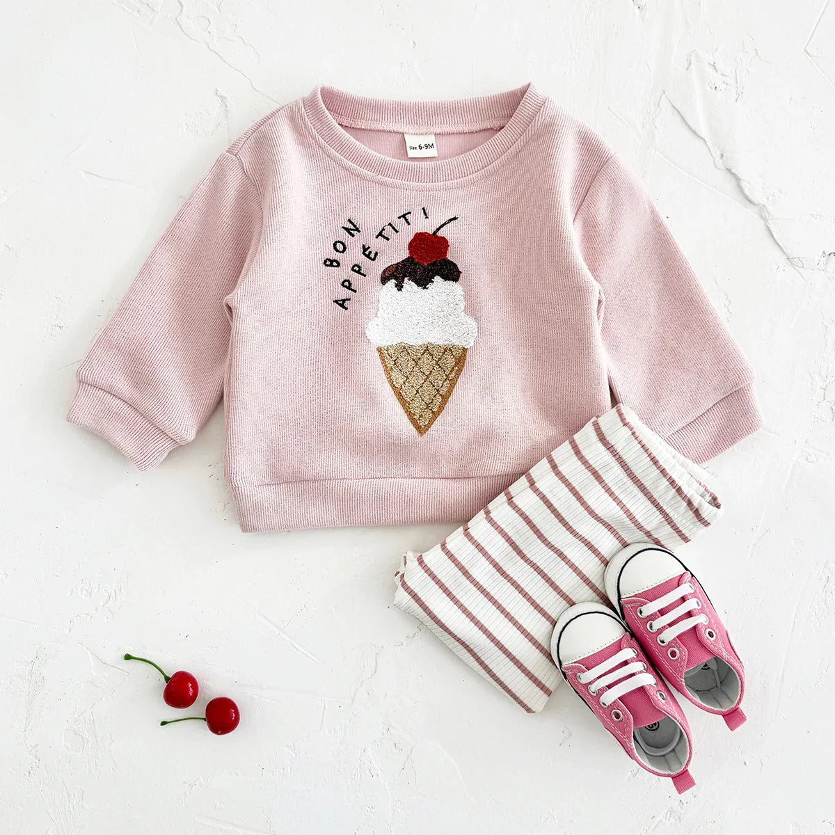Cherry Ice Cream Stripe Set