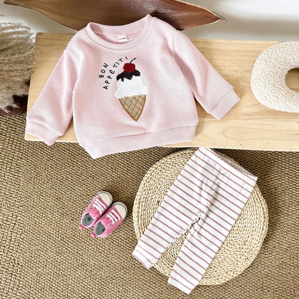 Cherry Ice Cream Stripe Set