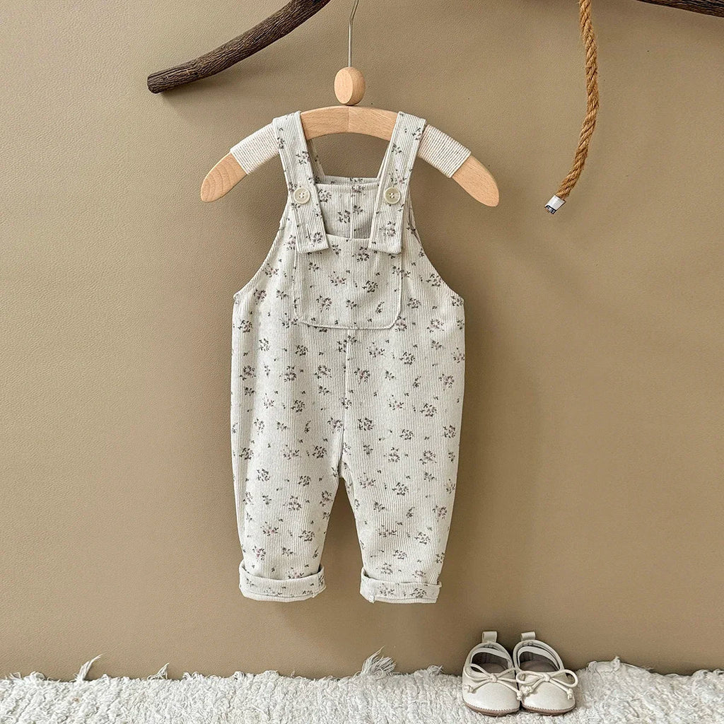 Floral Corduroy Dungarees Jumpsuit