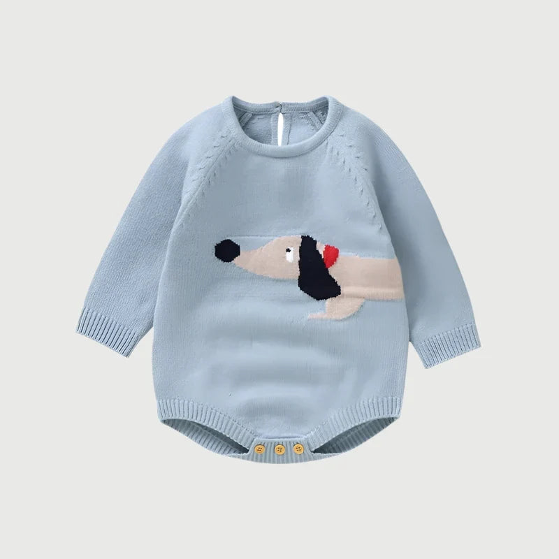 Newborn Dog Design Knitted Bodysuit