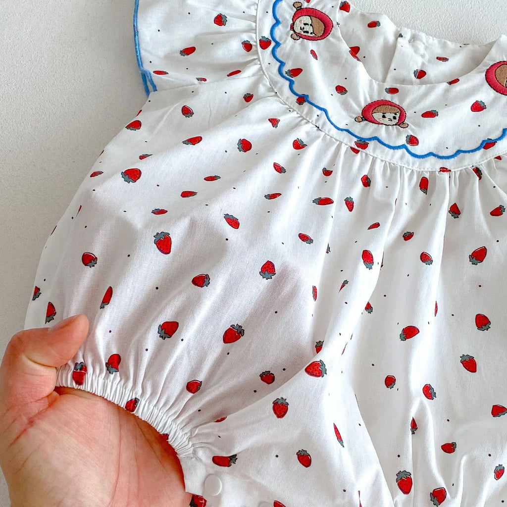 Sleeveless Strawberry Romper