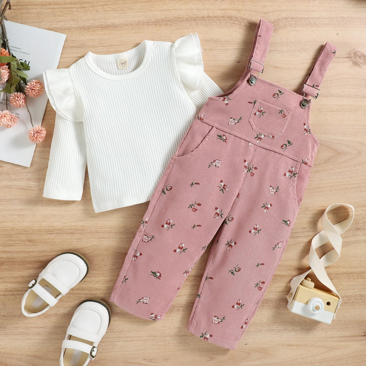Floral Print Suspender Jumpsuit Set