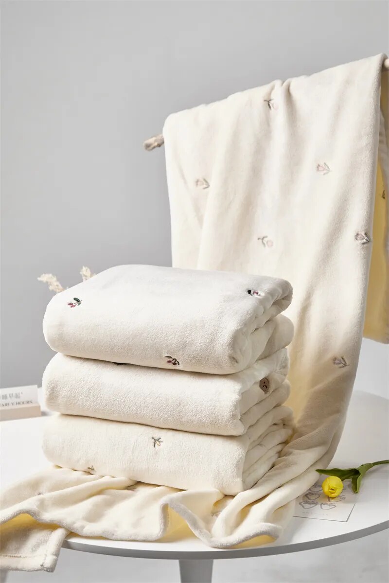 Snuggle Warm Baby Blanket with Embroidery Detail