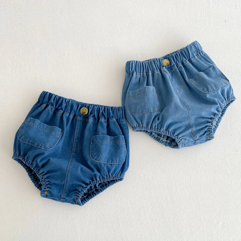 Pocketed Denim Bloomer Shorts