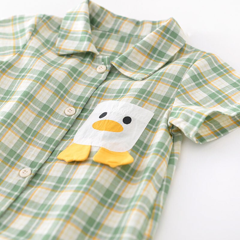 Duck Plaid Cartoon Boys Rompers